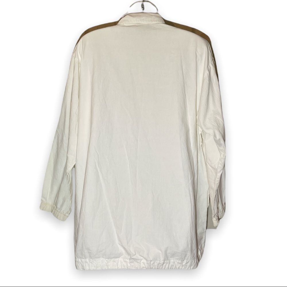 Vintage Obenna 1990s White Cotton Windbreaker Utility Jacket 3/4 Sleeves S - Picture 4 of 16
